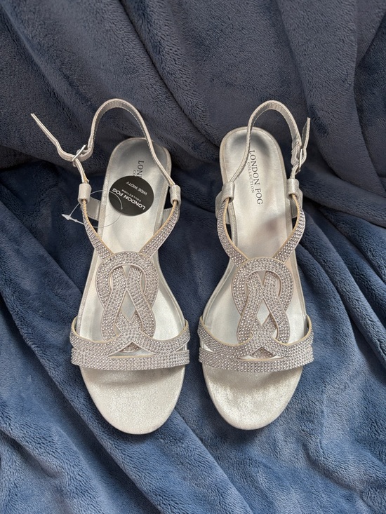 London Fog Shoes - London Fog Silver Rhinestone Slingback Sandals